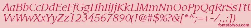 フォントItcLeawoodLtBookItalic – ピンクの背景に赤い文字