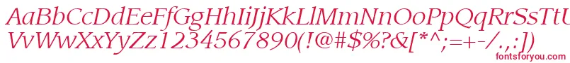 フォントItcLeawoodLtBookItalic – 白い背景に赤い文字