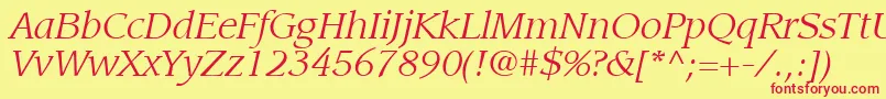 Czcionka ItcLeawoodLtBookItalic – czerwone czcionki na żółtym tle
