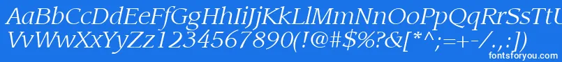 ItcLeawoodLtBookItalic Font – White Fonts on Blue Background