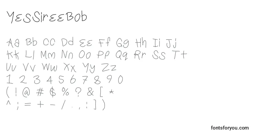 A fonte YesSireeBob – alfabeto, números, caracteres especiais