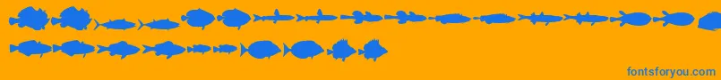Подробнее о шрифте LeFish Шрифт LeFish – синие шрифты на оранжевом фоне