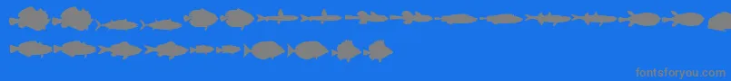 LeFish-fontti – harmaat kirjasimet sinisellä taustalla