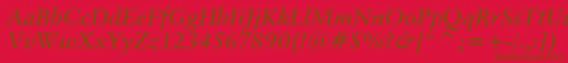 Czcionka ClassicalGaramondBoldItalicBt – brązowe czcionki na czerwonym tle