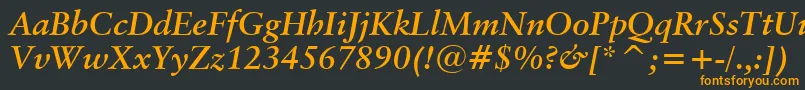 ClassicalGaramondBoldItalicBt-Schriftart – Orangefarbene Schriften auf schwarzem Hintergrund