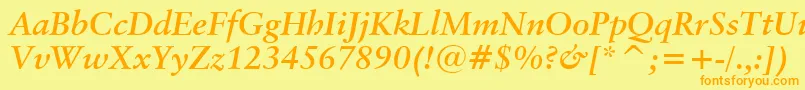 ClassicalGaramondBoldItalicBt Font – Orange Fonts on Yellow Background