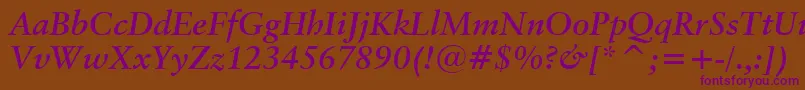 ClassicalGaramondBoldItalicBt Font – Purple Fonts on Brown Background