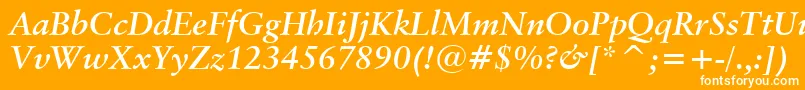 ClassicalGaramondBoldItalicBt-Schriftart – Weiße Schriften auf orangefarbenem Hintergrund