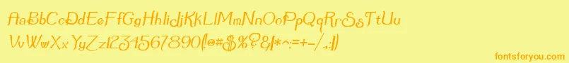 フォントSummertimeOblique – オレンジの文字が黄色の背景にあります。