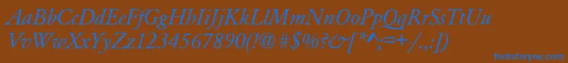 GaramondA.ZPsNormalItalic-Schriftart – Blaue Schriften auf braunem Hintergrund