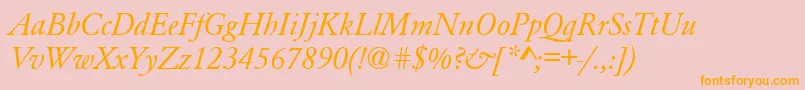 GaramondA.ZPsNormalItalic-Schriftart – Orangefarbene Schriften auf rosa Hintergrund
