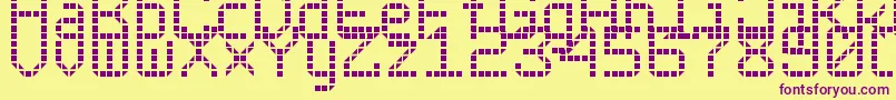 RoundedLedBoard7 Font – Purple Fonts on Yellow Background