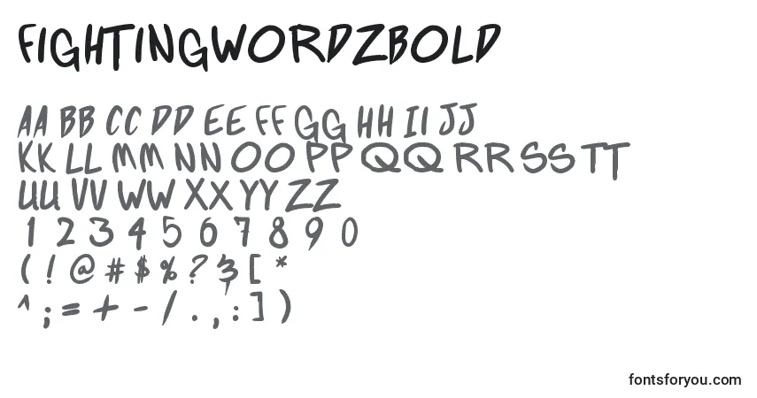 characters of fightingwordzbold font, letter of fightingwordzbold font, alphabet of  fightingwordzbold font