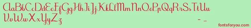 TegakBersambungIwk Font – Red Fonts on Green Background