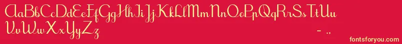 TegakBersambungIwk Font – Yellow Fonts on Red Background