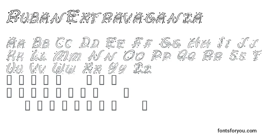 RubanExtravaganza-fontti – aakkoset, numerot, erikoismerkit