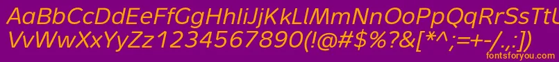 MetronTextProItalic Font – Orange Fonts on Purple Background