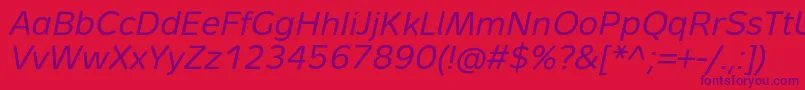 MetronTextProItalic Font – Purple Fonts on Red Background