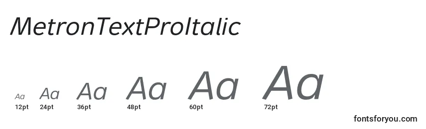 Размеры шрифта MetronTextProItalic