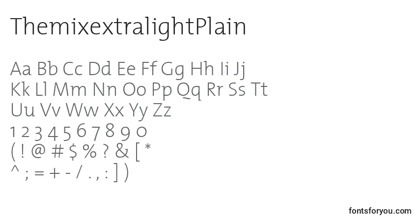 ThemixextralightPlain-fontti – aakkoset, numerot, erikoismerkit