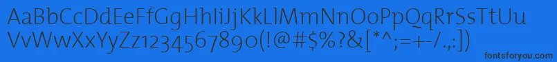 Шрифт ThemixextralightPlain – чёрные шрифты на синем фоне
