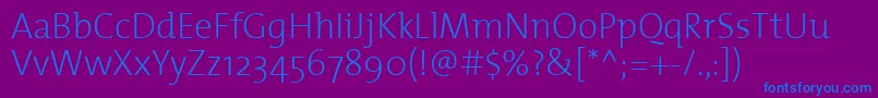 フォントThemixextralightPlain – 紫色の背景に青い文字