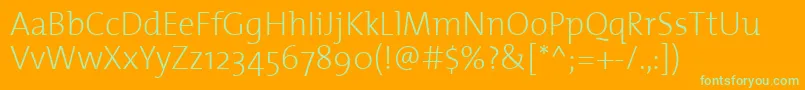 ThemixextralightPlain-Schriftart – Grüne Schriften auf orangefarbenem Hintergrund