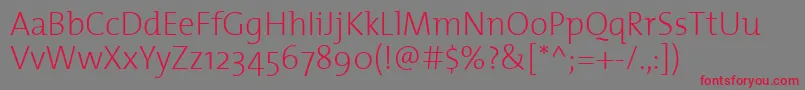 フォントThemixextralightPlain – 赤い文字の灰色の背景
