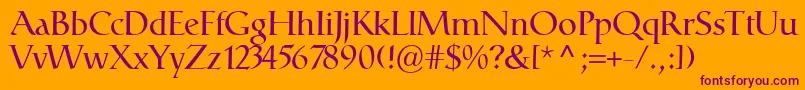 CatullRegular-Schriftart – Violette Schriften auf orangefarbenem Hintergrund