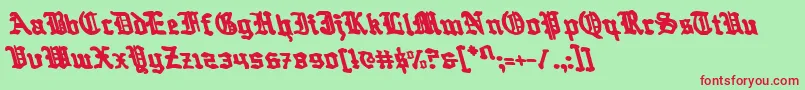 フォントQuestKnightLeftalic – 赤い文字の緑の背景