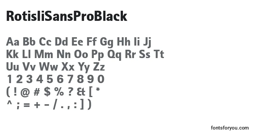 Schriftart RotisIiSansProBlack – Alphabet, Zahlen, spezielle Symbole