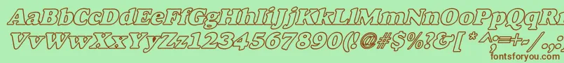 AlfredoHeavyHollowWideBoldItalic Font – Brown Fonts on Green Background