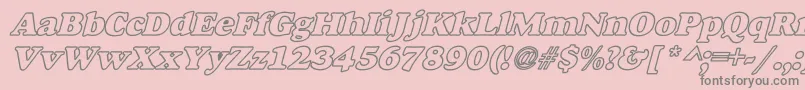 Czcionka AlfredoHeavyHollowWideBoldItalic – szare czcionki na różowym tle