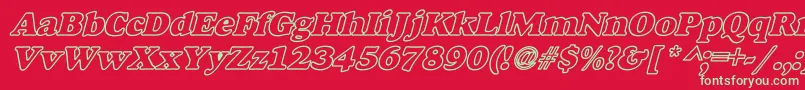 フォントAlfredoHeavyHollowWideBoldItalic – 赤い背景に緑の文字