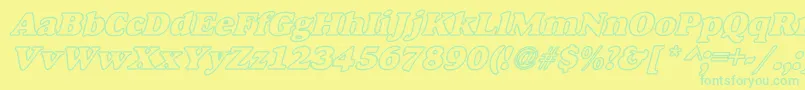 AlfredoHeavyHollowWideBoldItalic Font – Green Fonts on Yellow Background