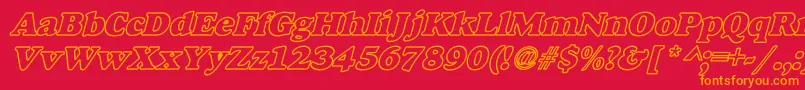 フォントAlfredoHeavyHollowWideBoldItalic – 赤い背景にオレンジの文字