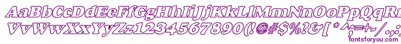 AlfredoHeavyHollowWideBoldItalic-Schriftart – Violette Schriften