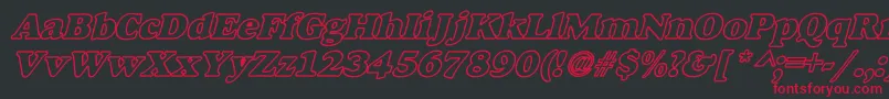 AlfredoHeavyHollowWideBoldItalic Font – Red Fonts on Black Background