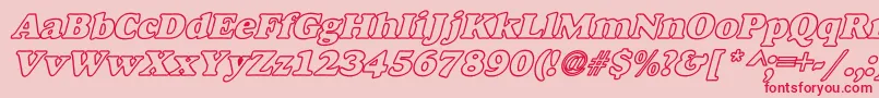 AlfredoHeavyHollowWideBoldItalic Font – Red Fonts on Pink Background
