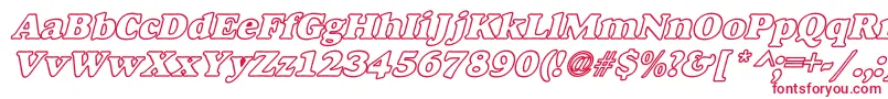 フォントAlfredoHeavyHollowWideBoldItalic – 白い背景に赤い文字