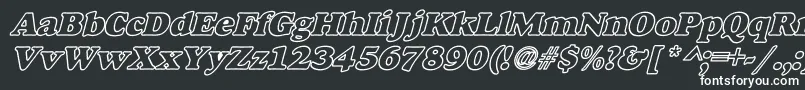 フォントAlfredoHeavyHollowWideBoldItalic – 黒い背景に白い文字