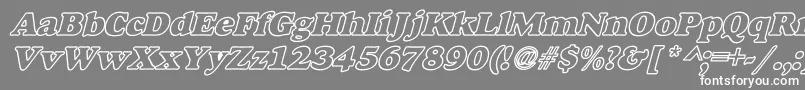 フォントAlfredoHeavyHollowWideBoldItalic – 灰色の背景に白い文字