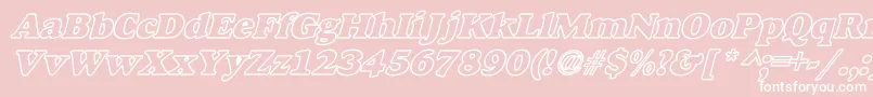 AlfredoHeavyHollowWideBoldItalic-Schriftart – Weiße Schriften auf rosa Hintergrund