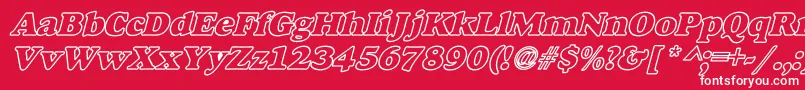 フォントAlfredoHeavyHollowWideBoldItalic – 赤い背景に白い文字