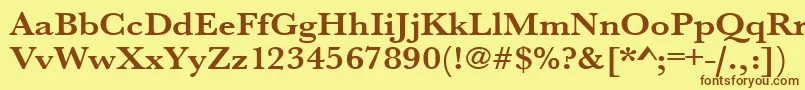 Шрифт UrwbaskertextwidBold – коричневые шрифты на жёлтом фоне