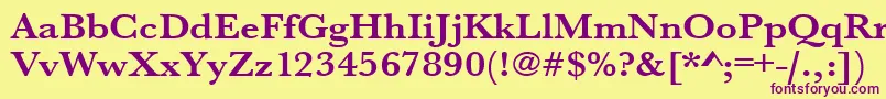 UrwbaskertextwidBold Font – Purple Fonts on Yellow Background