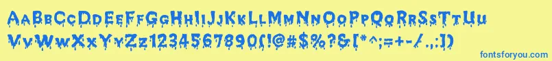 JdMelted Font – Blue Fonts on Yellow Background