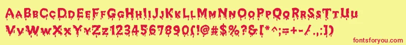 JdMelted Font – Red Fonts on Yellow Background