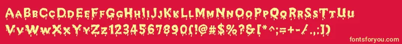 JdMelted Font – Yellow Fonts on Red Background