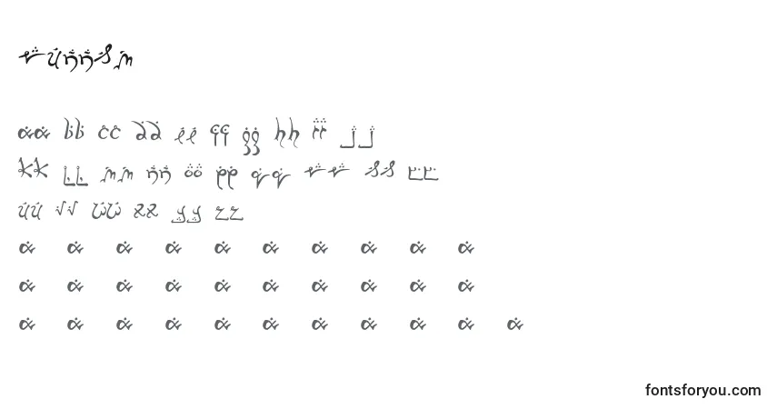 Czcionka Runnsm – alfabet, cyfry, specjalne znaki